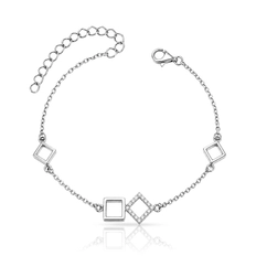 Pulseira Losangos e Quadrado Espelhado com Zircônias Cristal