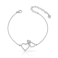 Pulseira Coração Triplo com Zircônias Cristal
