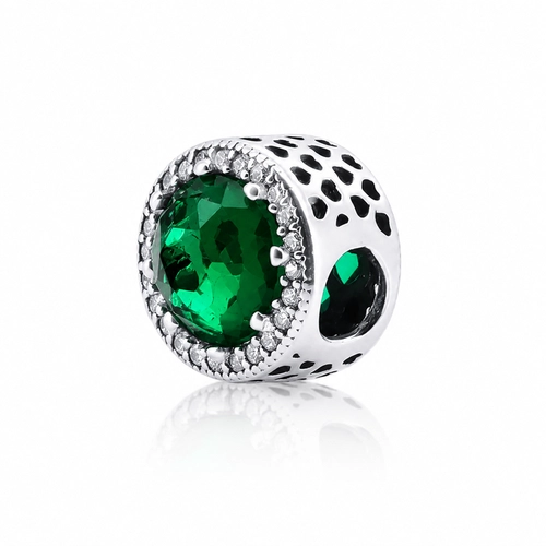 Berloque com Zircônias Esmeralda e Cristal