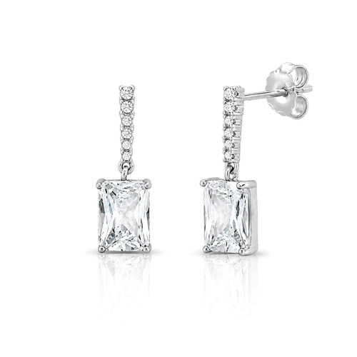 Brinco Balanço Blend Collection com Zircônias Cristal Retangular