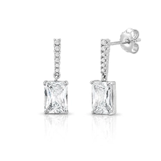 Brinco Balanço Blend Collection com Zircônias Cristal Retangular
