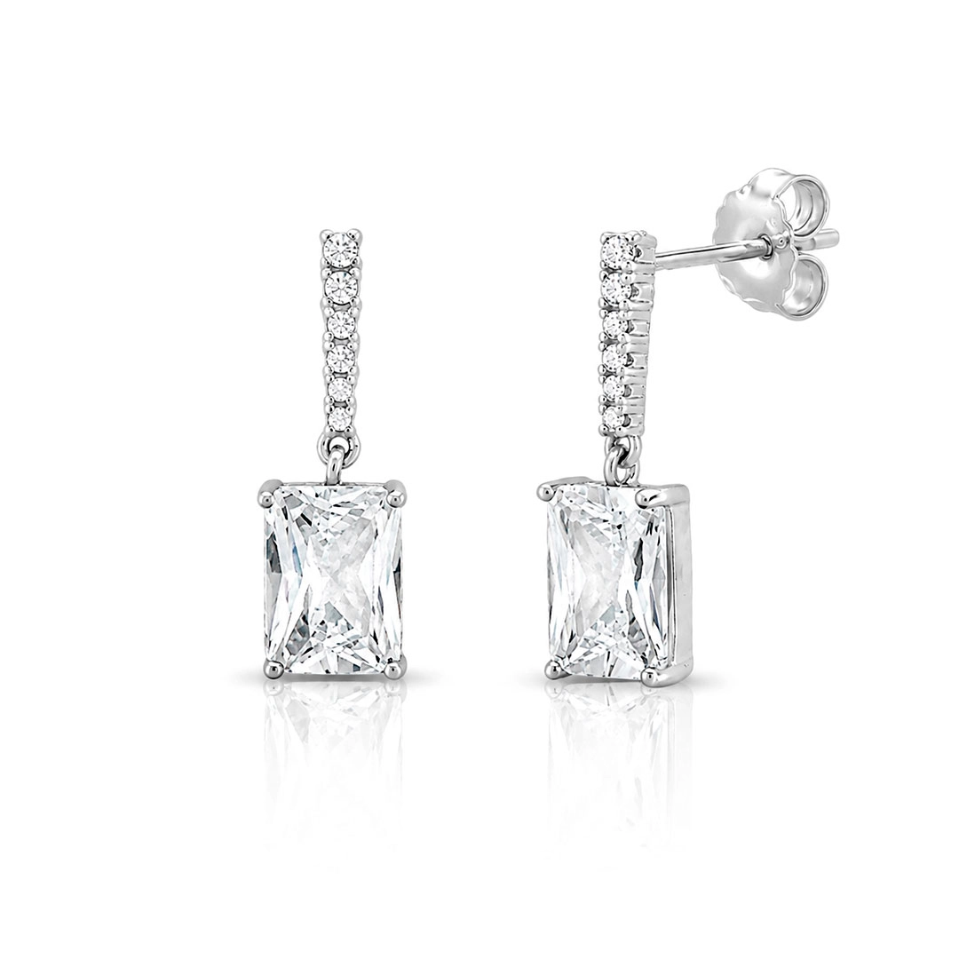 Brinco Balanço Blend Collection com Zircônias Cristal Retangular