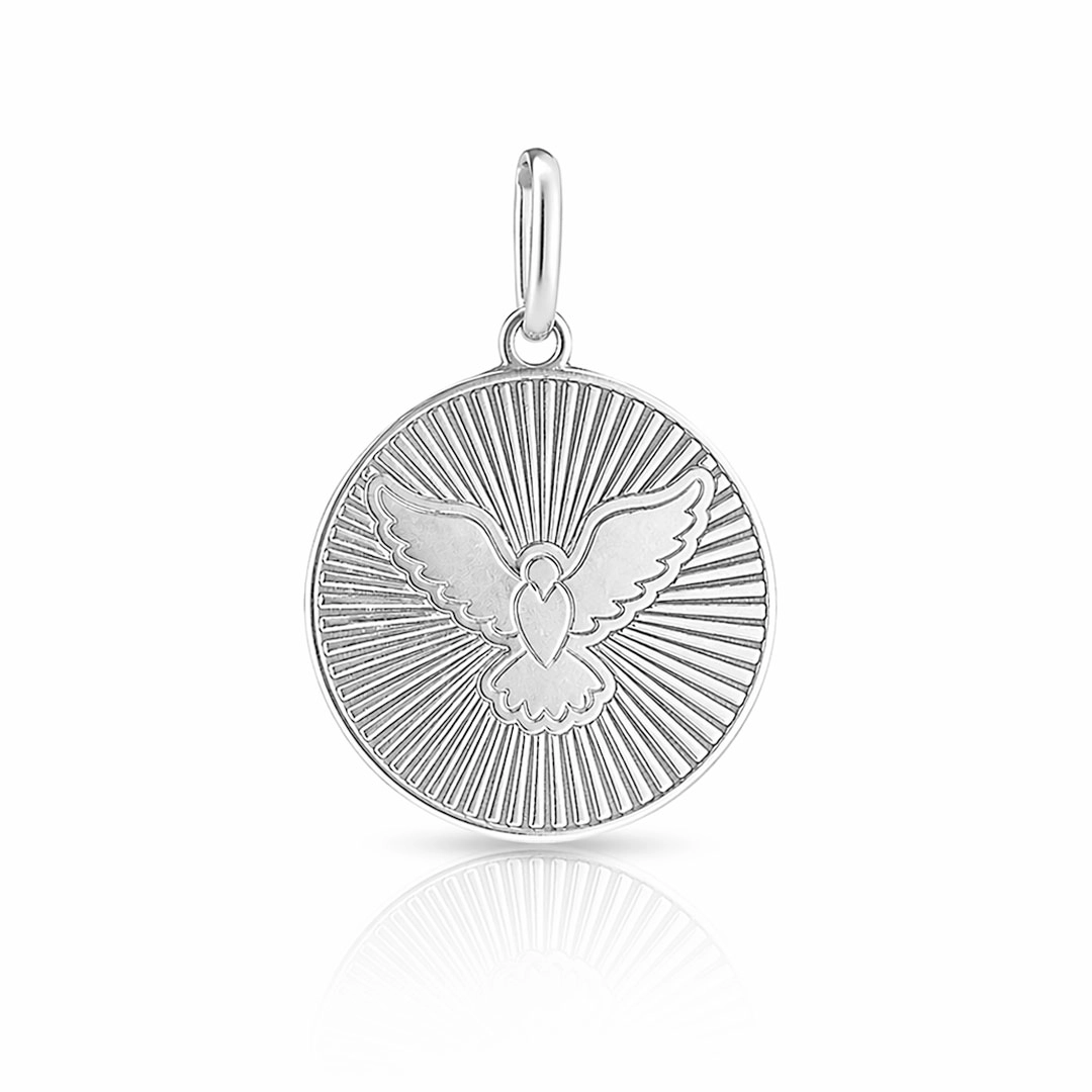 Pingente Medalha com Espírito Santo trabalhado