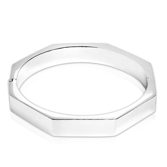 Bracelete De Prata Octógono Espelhado
