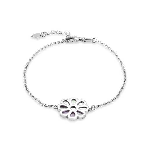 Pulseira de Prata com Flor com Madrepérola