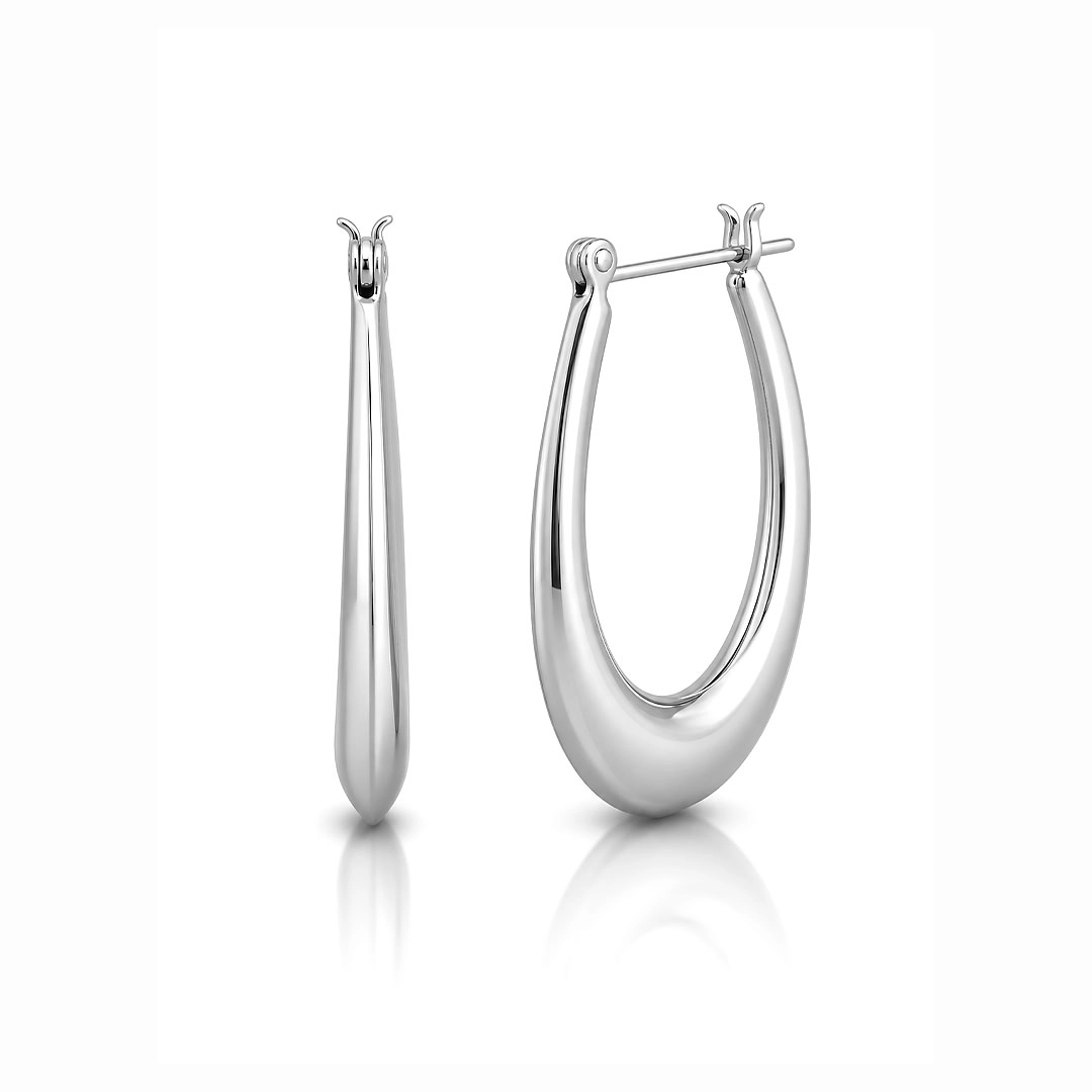 Brinco Argola Oval Espelhada com Trava