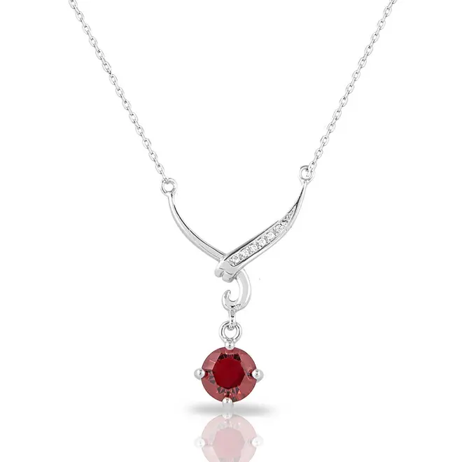 Gargantilha Blend Collection de Prata 925 com Zircônias Granada e cristal Redonda