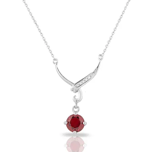 Gargantilha Blend Collection de Prata 925 com Zircônias Granada e cristal Redonda