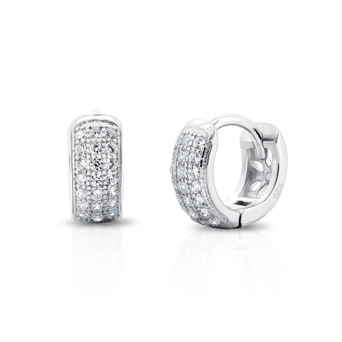 Brinco De Prata Argola Clic com Zircônia Cristal P