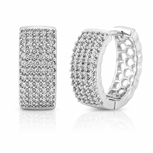 Brinco Leve Argola Click com Zircônia Cristal