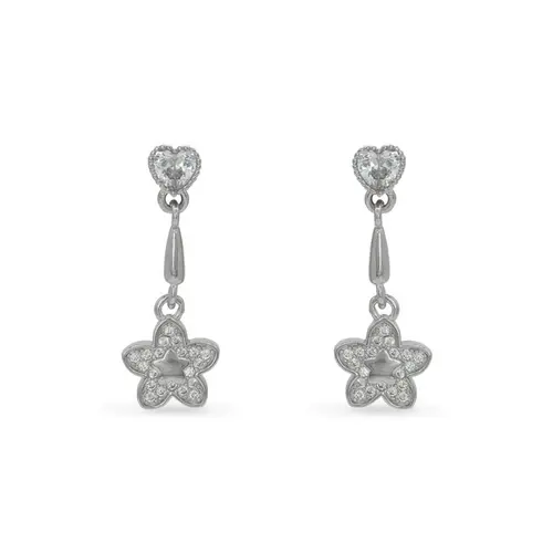Brinco Balanço Flor com Zircônias Cristal