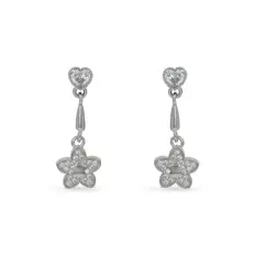 Brinco Balanço Flor com Zircônias Cristal