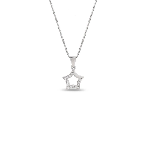 Gargantilha de Prata com Pingente de Estrela e Zircônias Cristal
