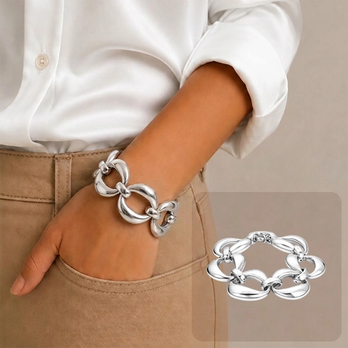 Pulseira Oca com Elos Espelhados em Eletroformação