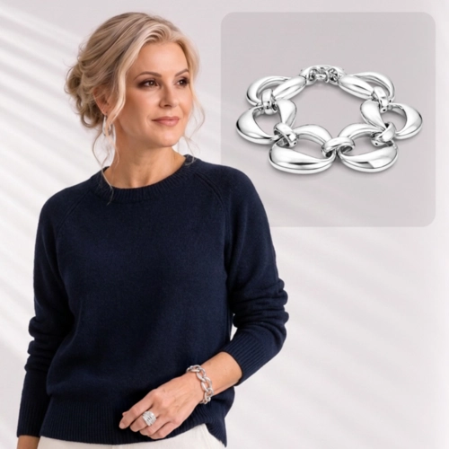 Pulseira Oca com Elos Espelhados em Eletroformação