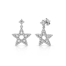 Brinco Balanço de Estrela Vazada com Zircônias Cristal