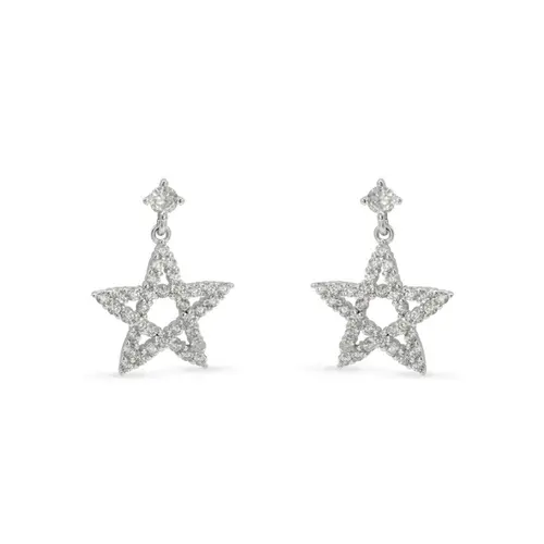 Brinco Balanço de Estrela Vazada com Zircônias Cristal