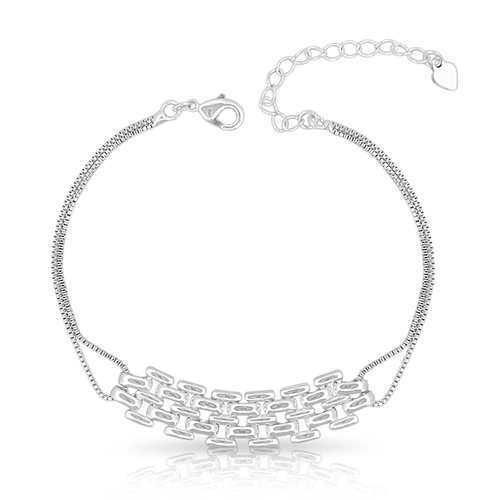 Pulseira De Prata Leve Veneziana Trabalhada