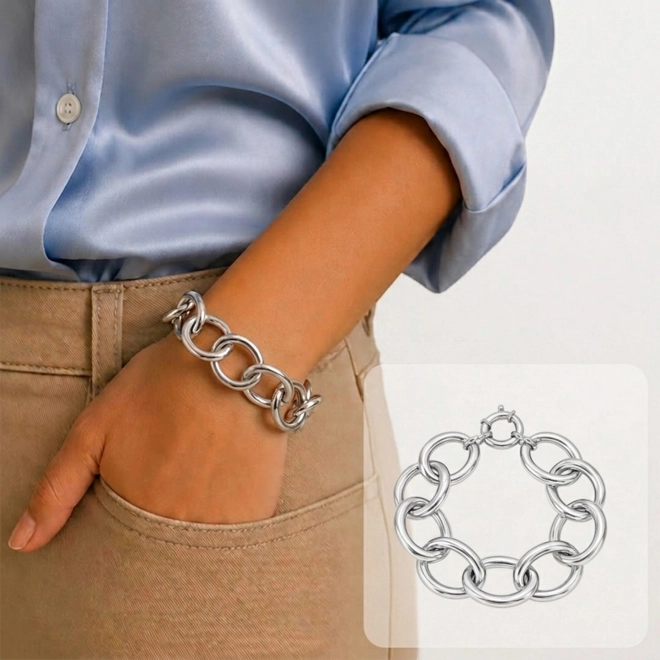 Pulseira de Elos Ovais Lisos e Espelhados