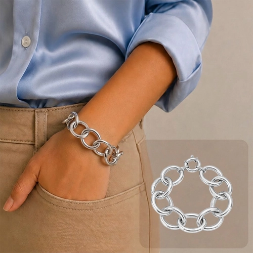 Pulseira de Elos Ovais Lisos e Espelhados