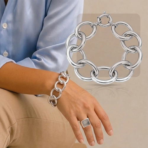 Pulseira de Elos Ovais Lisos e Espelhados