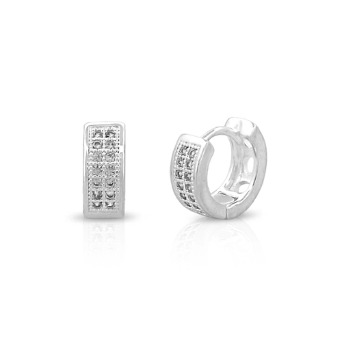 Brinco Argola Click com Zircônias Cristal Cravejadas P