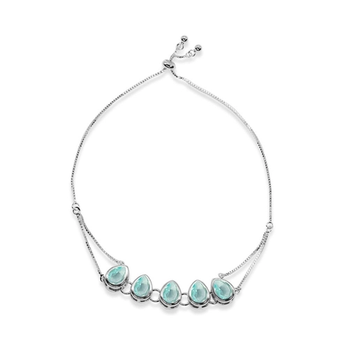 Pulseira de Prata Leve com Cinco Gotas de Zircônias Topázio