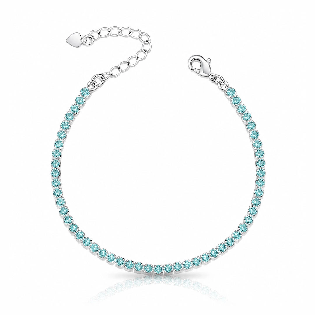Pulseira Riviera com Zircônia Água Marinha