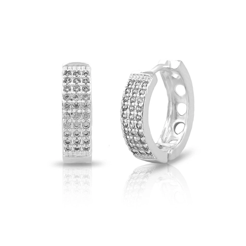 Brinco De Prata Leve Argola Clic com Zircônias Cristal G