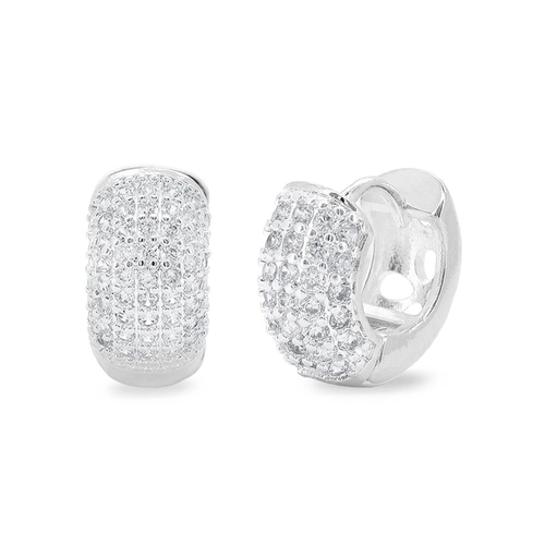 Brinco De Prata Leve Argola Clic Com Zircônia Cristal P