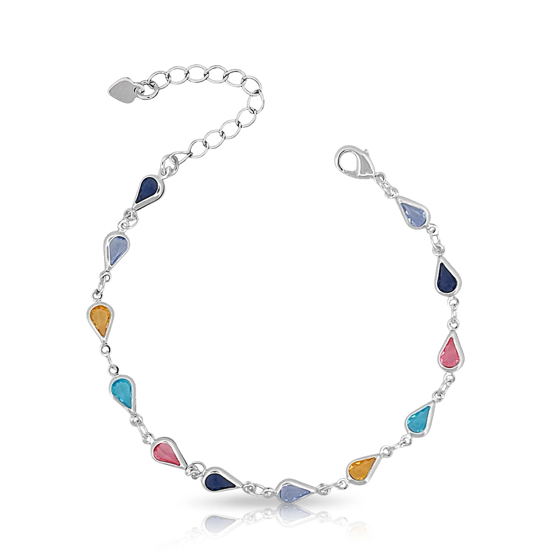 Pulseira com Gotas em Zircônias Coloridas