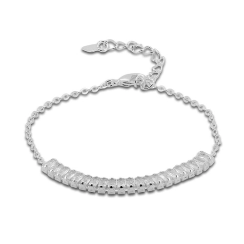 Pulseira De Prata Leve Riviéra Com Zircônia Cristal
