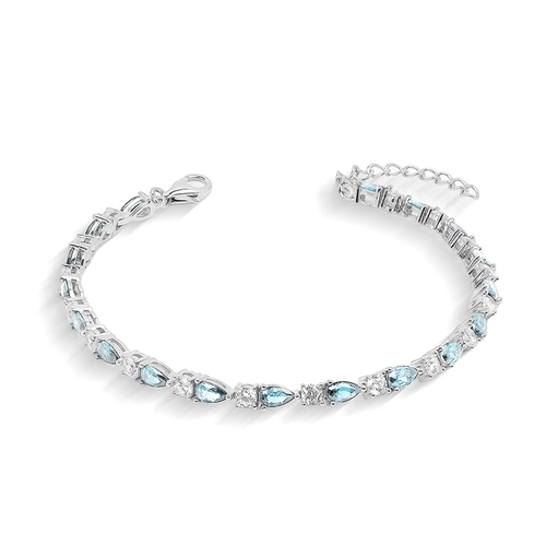 Pulseira de Prata Blend Collection com Zircônias Cristal e Gota em Zircônia Topázio