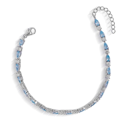 Pulseira de Prata Blend Collection com Zircônias Cristal e Gota em Zircônia Topázio
