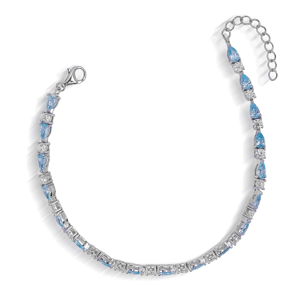 Pulseira de Prata Blend Collection com Zircônias Cristal e Gota em Zircônia Topázio