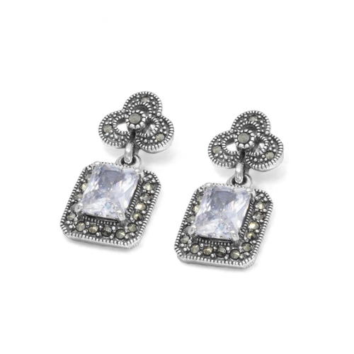 Brinco de Prata com Marcassitas e Zircônia Cristal