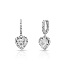 Brinco Argola Click com Pingente de Coração com Zircônia Cristal Cravejada