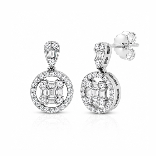 Brinco Balanço Blend Collection com Zircônias Cristal Redonda