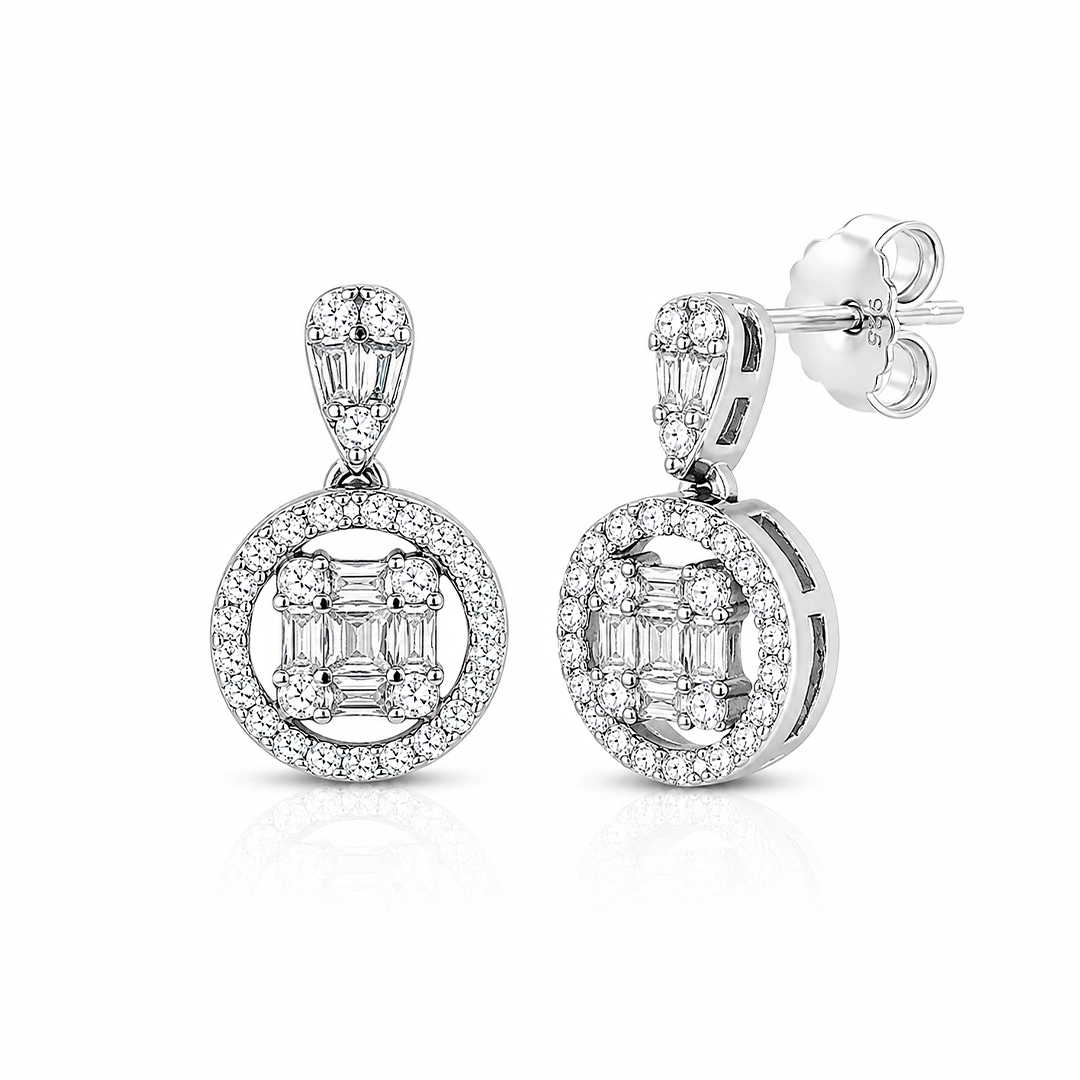 Brinco Balanço Blend Collection com Zircônias Cristal Redonda