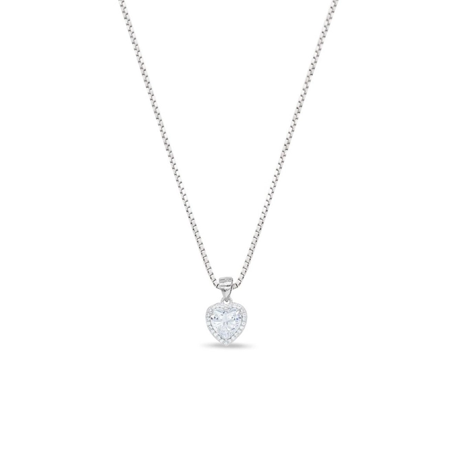 Gargantilha de Prata Coração com Zircônia Cristal