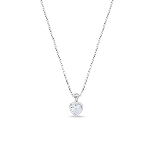 Gargantilha de Prata Coração com Zircônia Cristal