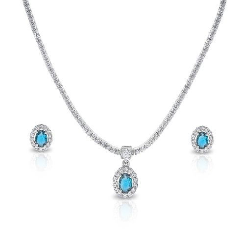 Colar Blend Collection com Brincos de Zircônias Cristal e Topázio