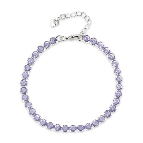 Pulseira de Prata Leve Riviéra com Zircônia Ametista